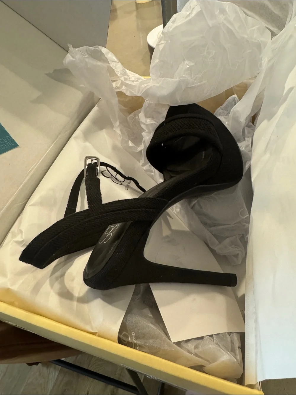 Cosy Island Black DenimLoft Platform Ankle-Strap Sandal